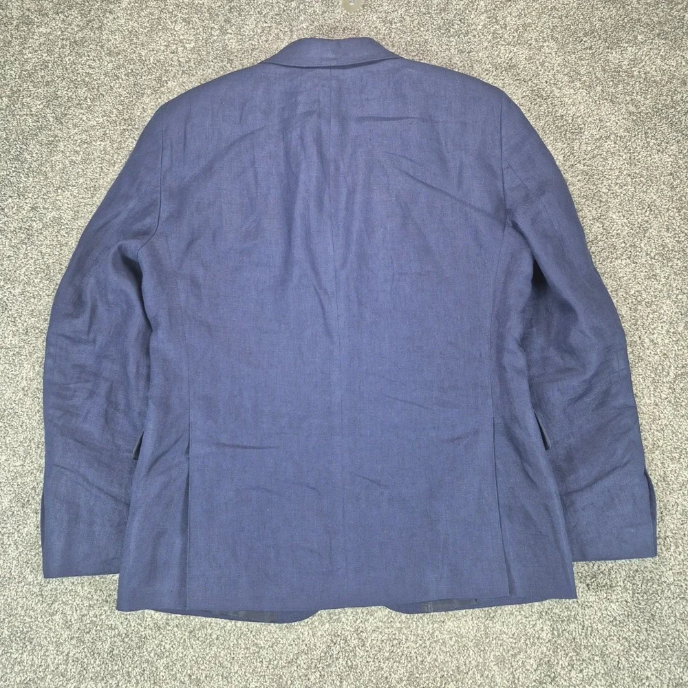 Tommy Hilfiger 100% Linen Blazer Mens 38S Navy Blue Two Button Sport Coat Jacket